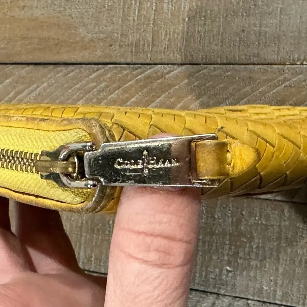 Cole Haan Heritage Weave Yellow Leather Wallet See pics for pen mark